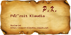 Pázsit Klaudia névjegykártya